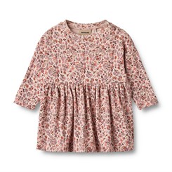 Wheat jersey dress Emmy LS - Pale rose flowers